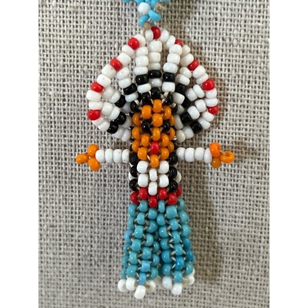 Native Needlepoint Boy Seed Bead Necklace -- 18"